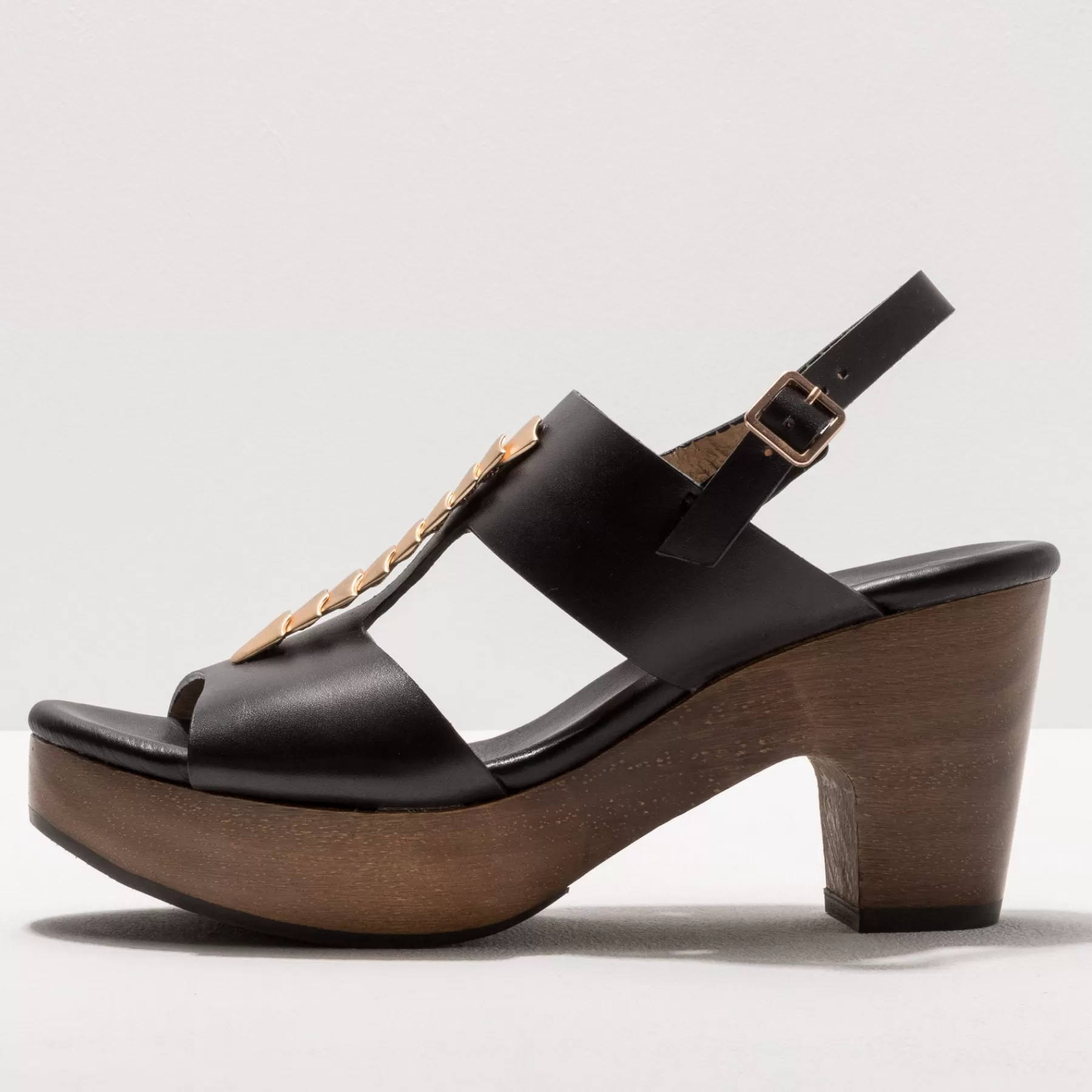 Neosens Sandals With Heel>3270A St.Laurent Sandal Restored Skin Ebony